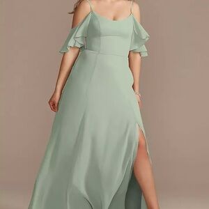 David's Bridal Sage Green Maxi Dress